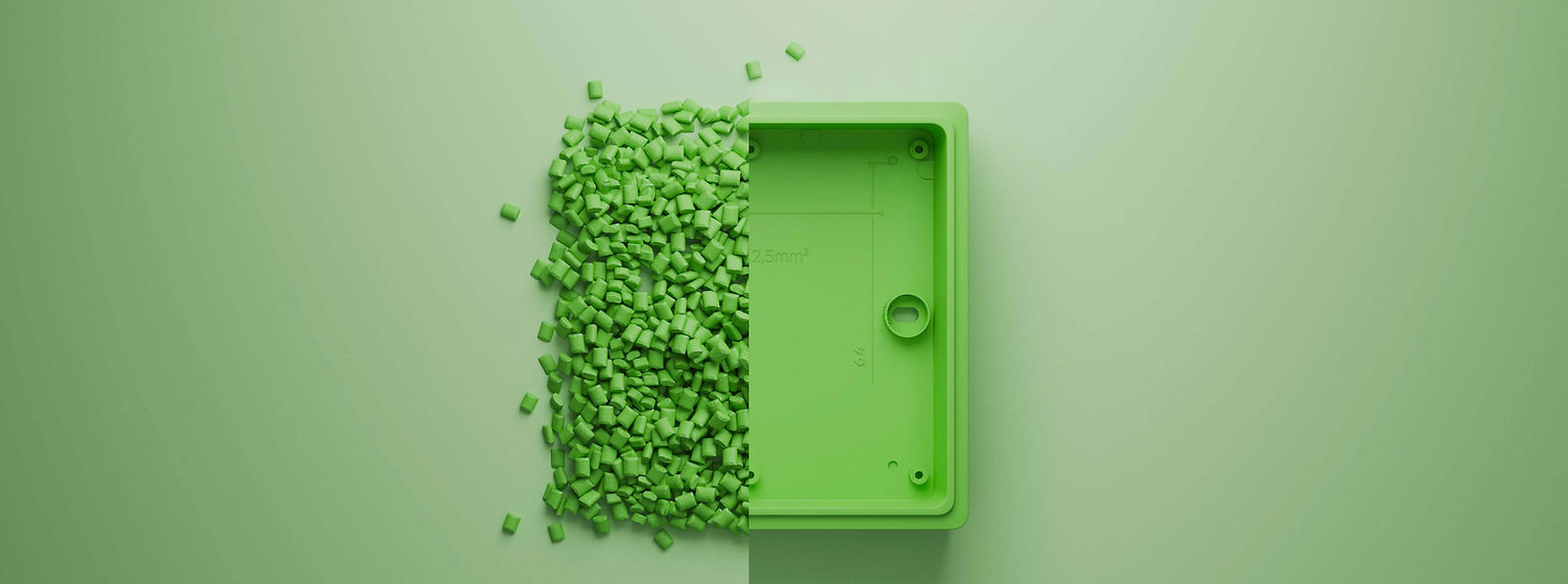 Granulat och del av kopplingsdosa i kundspecifikt infärgad plast